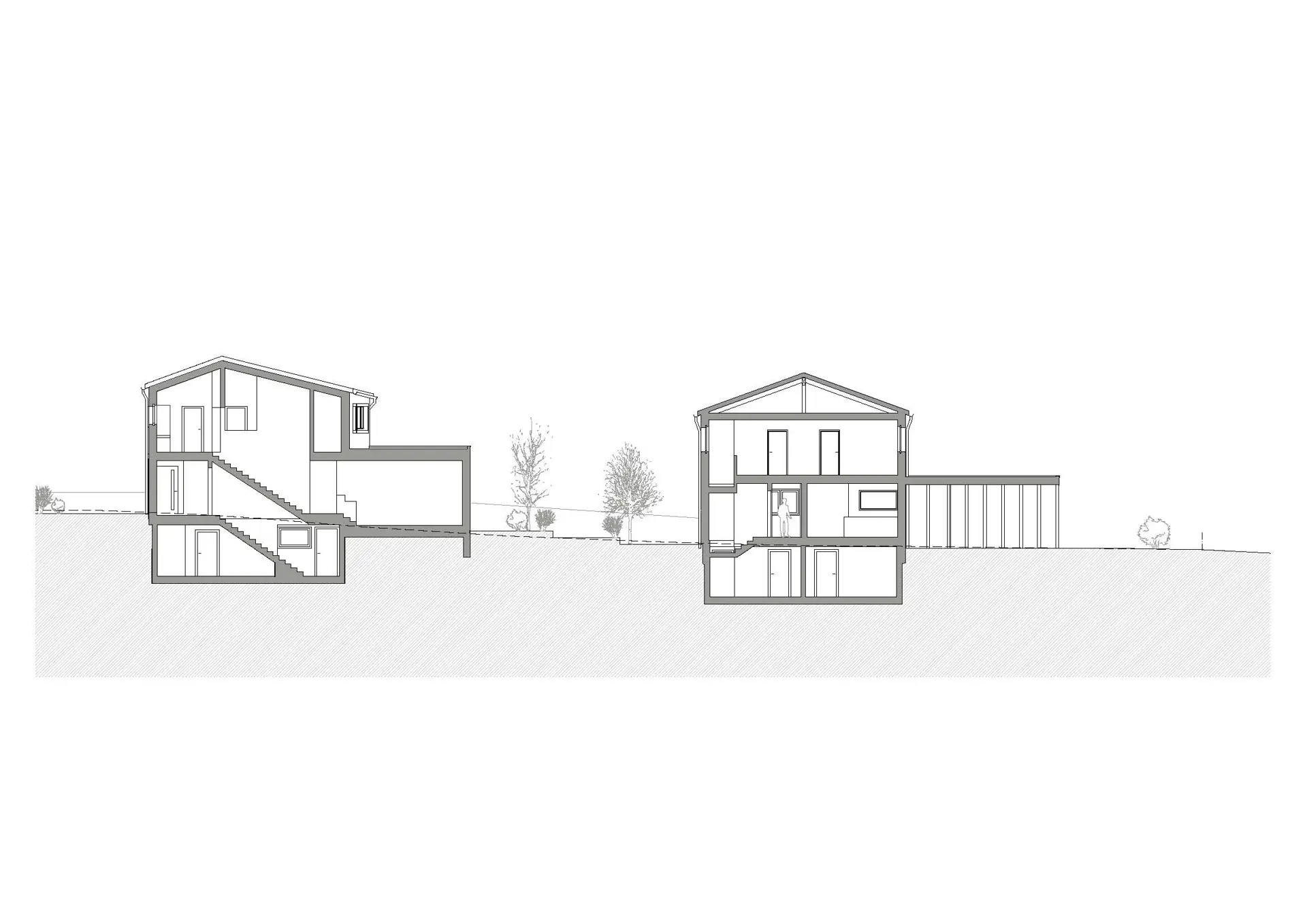 26_Neubau 2 Einfamilienhäuser Haldenstein_Schnitt A-A